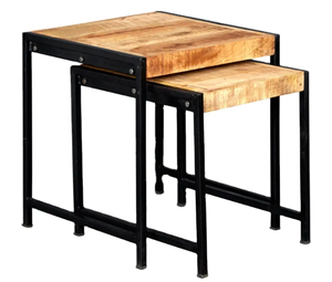 Table basse en bois massif de style industriel, artisanat en métal, design pliable antique fait à la main pour salon, maison, bureau, hôtels - Product Image 2