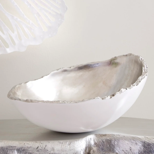 Tazón moderno de acero inoxidable para servir con acabado plateado reflectante y soporte adornado estilo jaula dorada - Product Image 5