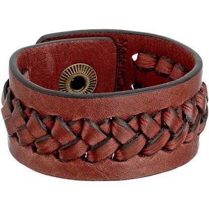 Fashion Wide Weave Black Brown Leather Bracelet Jewelry Handmade Braided Mens Leather Bracelet Leather <b>Belt</b> Wristband Bangle - Product Image 5
