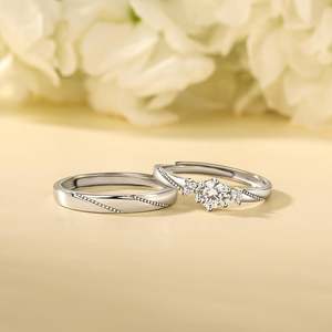 Bague de fiançailles réglable pour couple Jeulia Flipped Moment plaquée or rose en argent sterling - Product Image 4