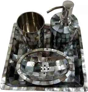 Set de baño de madreperla con incrustaciones de hueso estilo indio - Product Image 1