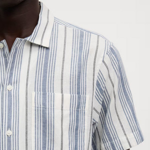 <b>Men's</b> 2025 Stand Collar <b>Long</b> <b>Sleeve</b> Formal <b>Shirts</b> <b>Striped</b> Pattern Flannel Yarn Dyed Breathable Knitted Custom Logo Autumn Season - Product Image 5