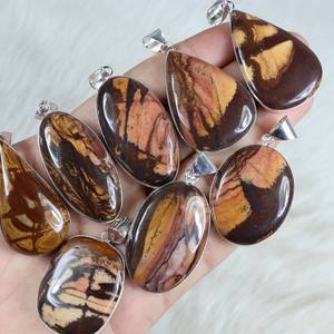 ของขวัญครบรอบสำหรับภรรยาจี้แจสเปอร์ธรรมชาติสำหรับผู้หญิงเครื่องประดับอัญมณีแบบเอาท์แบคเครื่องประดับเงินชุบการตั้งค่ากรอบจี้จำนวนมาก - Product Image 3