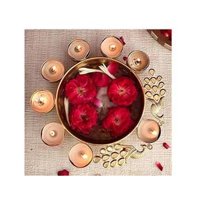 Paquete de 3 Urli Diya de Metal de calidad Industrial con latón para decoración Interior del hogar Diwali Bowl Diya para decoración del hogar - Product Image 3