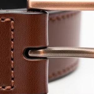 Ceinture en cuir véritable vintage avec boucle en cuivre, matériau en cuir de qualité supérieure, couture durable, accessoires de mode à porter - Product Image 2