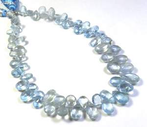 High Quality Natural Blue Multi Aquamarine Faceted Pear Clear Gemstone Beads 7-13mm 10"Strand - Product Image 6