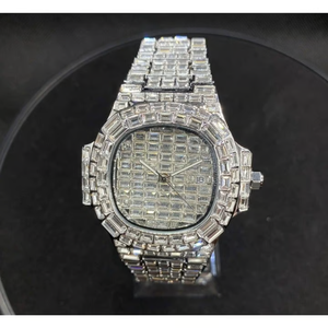 Montres mécaniques multi-fonctions en acier inoxydable avec diamants de laboratoire personnalisés tendance de luxe Bling Hip Hop entièrement glacés - Product Image 3