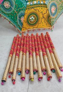 Bulk Bandhni <b>Dandiya</b> Decorative Wooden <b>Sticks</b> Couple <b>Dandiya</b> Pair for Dance Garba Navratri Kollatam <b>Sticks</b> - Product Image 6