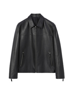 Nueva chaqueta de cuero de oveja para hombre de otoño, abrigo de solapa corta Micro ancha curtida con plantas reales, cierre de cremallera de estilo informal de longitud larga - Product Image 5