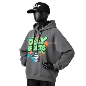 เสื้อมีฮู้ดผ้าฟลีซสำหรับผู้หญิง300สูงมีฮู้ดผ้าฟลีซสัมผัสนุ่มด้วยระบบ GSM มีโลโก้ตามสั่งพิมพ์ลายกราฟิกนีออนเสื้อมีฮู้ดแฟชั่นสไตล์สตรีทแบบเรียบง่าย - Product Image 4