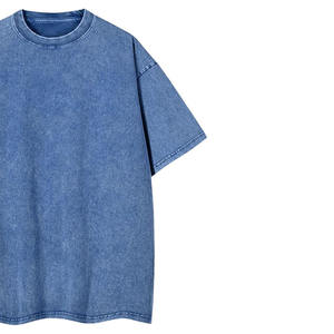 Camiseta Vintage con Logotipo Personalizado, Lavada al Ácido, DTG DTF, para Hombre, Algodón Grueso, Talla Grande, 100% Algodón, Color Azul - Product Image 3