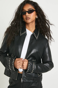 Chaqueta de Motociclista para Mujer, 100% Algodón, Tejida, Impermeable, Transpirable, Estilo Bomber Corto, Invierno - Product Image 4