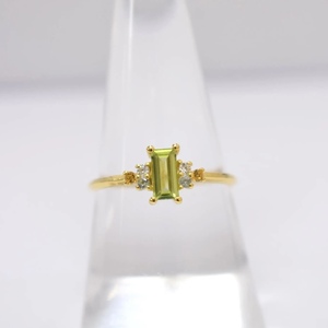 Silver Jewelry for Women S925 14K Gold Plated Minimal Natural <b>Peridot</b> <b>Ring</b> Customizable for Retails OEM and ODM Made in Thailand - Product Image 1