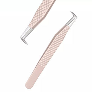 Pince à épiler incurvée en acier inoxydable enduite de pêche légère personnalisée de haute qualité pointe pointue pour cils volumineux - Product Image 4