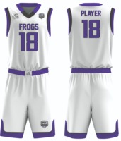 Conjuntos de uniformes de baloncesto para hombres de la Liga de equipos de Club hechos a medida Reversible con camisetas de baloncesto de impresión digital de doble capa corta