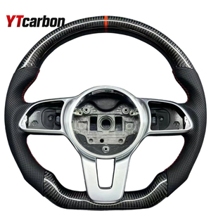 Volante de Fibra de Carbono Personalizado YTcarbon con Detalles en Carbono Rojo y Cuero Perforado para <span class=keywords><strong>AMG</strong></span> W177, Volante de Alto Rendimiento - Product Image 5