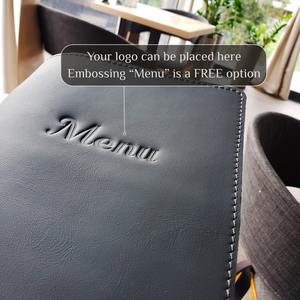 A4 With Center Holder Menu With Embossing Restaurant Folder <b>Binder</b> Custom Cover LMC-0048 - Product Image 3