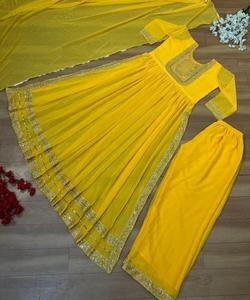 Ropa de fiesta asequible: Vestido Georgette de seda con bordado de Chinon y trabajo de secuencia para mujer - Product Image 6