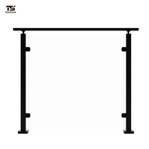 TENSON Adjustable Stainless <strong>Steel</strong> 304/316 Glass <strong>Railing</strong> with Posts for Pool/Deck/<strong>Stair</strong>/Balcony-Modern <strong>Design</strong> Black Handrail - Product Image 1