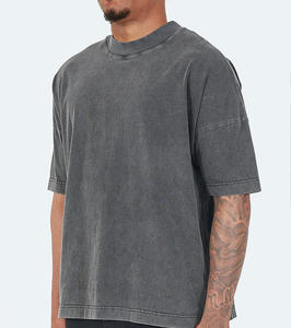 T-shirts vintage surdimensionné de haute qualité délavé à l'acide col rond t-shirt court logo personnalisé 100% coton t-shirt pour hommes - Product Image 2