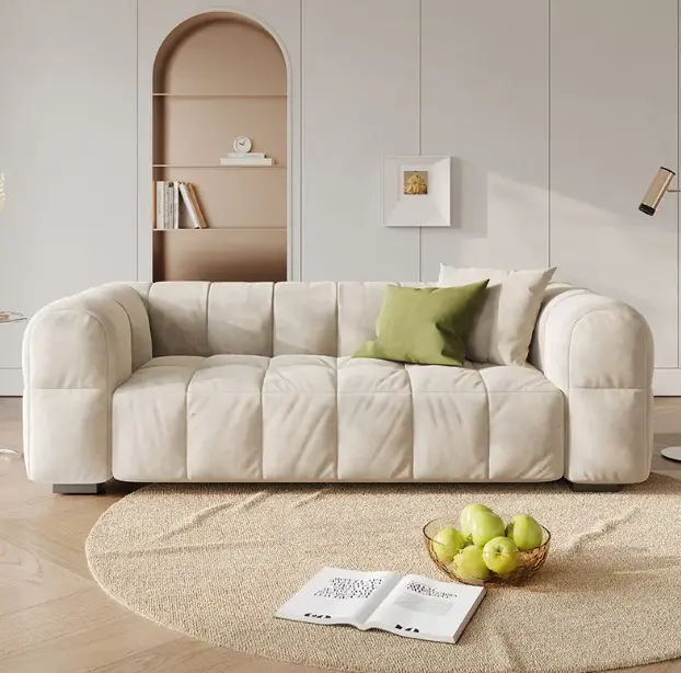 Cloud-Wohnzimmer-Sofas creme-Stil modern Boden gerader Reihe Farbe Mikrofasertuch passendes Sofa