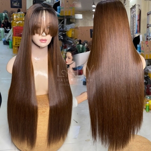 Perruques lisses sans colle de couleur brune pour femmes noires de cheveux humains vietnamiens - Product Image 3