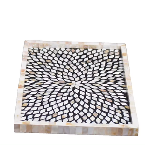 Plateau de service en incrustation d'os indien à motif floral personnalisable à un étage de différentes couleurs pour la cuisine, la maison et le salon. - Product Image 4