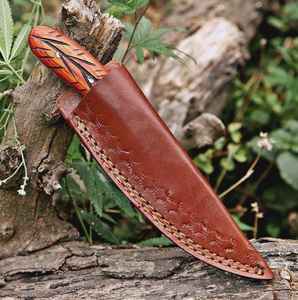 Cuchillo de Caza Hecho a Mano de Acero con Alto Contenido de Carbono, Cuchillos de Hoja Fija para Campismo y Supervivencia, con Funda de Cuero Fino, Cuchillos de Acero Personalizados - Product Image 6