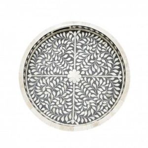 Bandeja Redonda con Incrustaciones de Hueso de Calidad de Exportación, Bandeja de Madera para Servir Hecha a Mano de Estilo Vintage, la Mejor Calidad en India, Más Vendida - Product Image 6