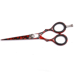 Tijeras de peluquero de acero inoxidable con patrón Vintage rojo de grado profesional para diestros con punta de hoja afilada de buena calidad - Product Image 4