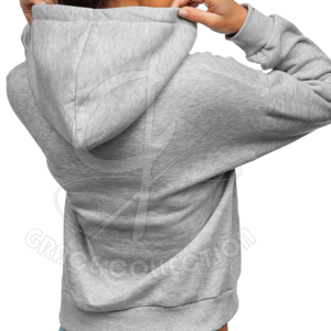 Sweat à capuche gris de couleur unie pour femmes personnalisé Peking Street Wear hiver saison col à capuche avec logo avant - Product Image 3