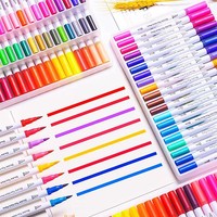 Ensemble de marqueurs double pointe à base d'eau - Ensemble de stylos aquarelle - Stylo de dessin à lignes colorées - Stylo de dessin à pointe souple