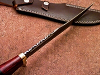 Couteau de chasse et de camping Jexa léger et durable en acier Damas avec manche en bois naturel, entretoises en laiton et pommelle en laiton moulé à la main
