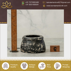 Pot en pierre noire de luxe de haute qualité fait à la main finition Antique bol en bois Style Vintage décor à la maison cadeaux de noël pour les magasins - Product Image 6