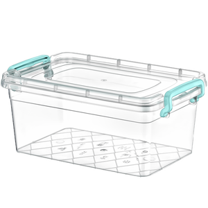 กล่องเก็บของพลาสติกแบบวางซ้อนกันได้8L ฝาล็อคที่จับดีไซน์โปร่งใสทนทานสำหรับเทคนิคการฉีดครัวในบ้าน - Product Image 1