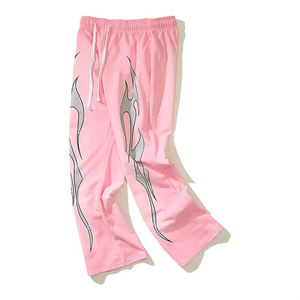 กางเกงวิ่งขายาวผ้าคอตตอนเทอร์รี่ฟอกสีกรดกางเกงวอร์มขาบานซีดซีดจางสไตล์หน้าเรียบ - Product Image 4