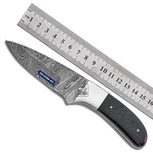 Couteau de chasse fait main personnalisé lame en acier damas manche en bois wengé traversins gaine en cuir gaufré gravé au Laser - Product Image 2