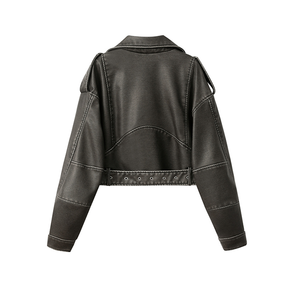 OEM Best Selling <b>Women's</b> Solid Black Winter Genuine <b>Leather</b> <b>Bomber</b> <b>Jacket</b> Wholesale Heated Breathable Zipper High Street Fashion - Product Image 2