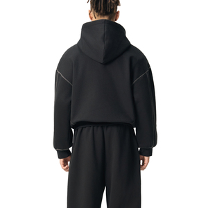 Boxy Streetwear <b>Hoodie</b> with Contrast <b>Stitching</b> and 3D Embroidery - Product Image 5