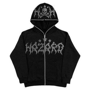 Diseños personalizados Crystal Rhinestones Pullover Hoodies Negro 100% Algodón Mezclado Sudaderas con capucha Tops Básicos Sudadera con capucha para hombres - Product Image 3