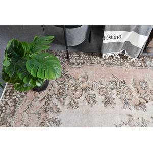 Alfombra turca vintage de 5,8x9,4 pies, tejido plano marrón beige, patrón de retazos de lana para sala de estar, decoraciones de pasillo, respaldo de látex - Product Image 3