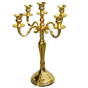 Chandelier en métal à cinq bras, porte-bougie fait à la main, chandelier de décoration Miniature, décoration de la maison, cadeaux d'art Gua - Product Image 1