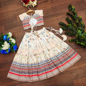Shoryam Fashion Kids Ethnic Collection, Lehenga Choli pour filles, imprimé numérique, longueur au sol, design Dori au dos, Chaniya Choli pour fête - Product Image 2