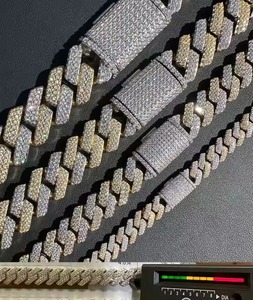 Cadena de eslabones cubanos de Hip Hop de diamante cultivado en laboratorio en oro rosa de 14 quilates, joyería de lujo en cadenas finas de corte redondo, collares para hombres - Product Image 4