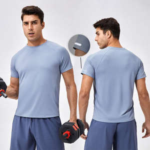 T-shirt de sport en soie glacée pour homme, printemps/été, séchage rapide, respirant, col rond, haut de course - Product Image 3