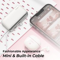 LISEN Diseño popular Cable USB C incorporado 10000mAh Mini banco de energía 22,5 W Cargador portátil Lápiz labial Batería para viajes al aire libre