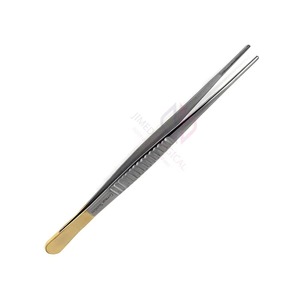 Pinza para tejidos DeBakey, instrumento quirúrgico manual atraumático, acabado medio dorado, certificado CE Clase I - Product Image 1