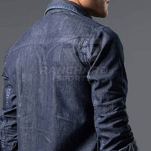 <b>Men</b> Classic <b>Jeans</b> Shirt <b>Soft</b> Cotton Long Sleeve Shirt <b>Men</b> Trendy <b>Jeans</b> Shirt Slim Fit Outdoor Work Shirt - Product Image 6