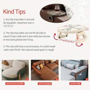 Accoudoir Clip Plateau Canapé Table Canapé En Bois Canapé Accoudoir Table pour Téléphone À Distance et Snacks Rustique - Product Image 4