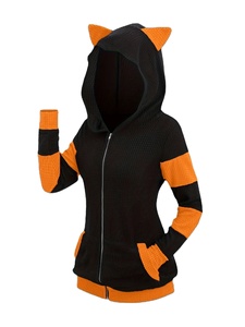 2025 European and American Fashion Women's New Thick Cat Ears in Autumn and Winter <b>Long</b> Color <b>Matching</b> Hooded Sweater Coat - Product Image 3